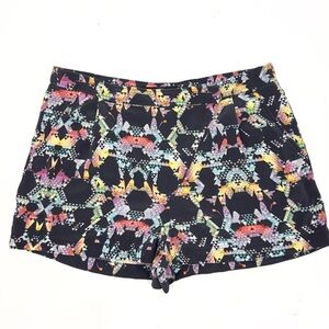 Tibi Womens Silk Shorts Size 8 Kaleidescope Colorful Print Pleated High Rise